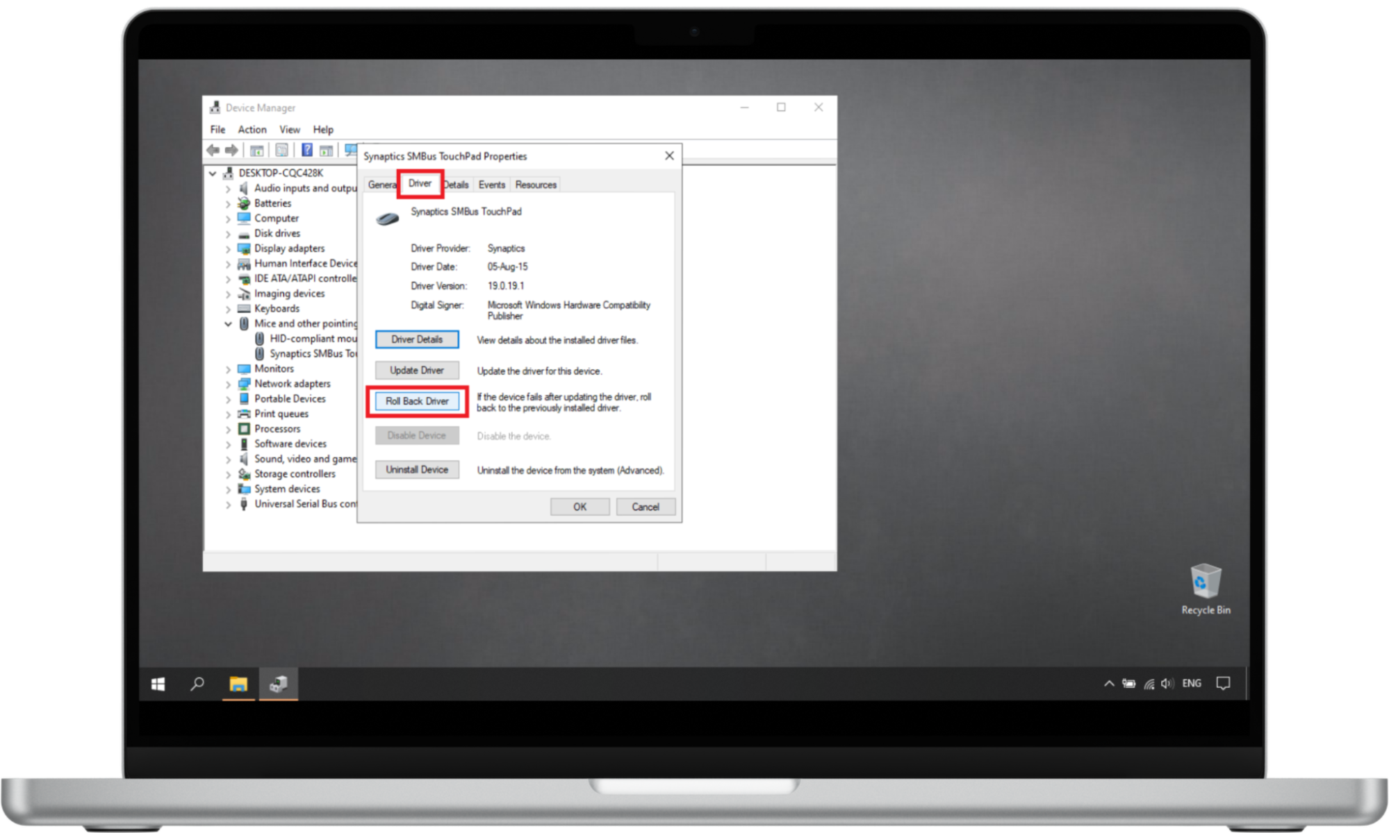 To roll back a driver update on Windows 10, click on the Driver tab after selecting Properties. After that, hit the Roll Back Driver button. To roll back a driver update on Windows 10, click on the Driver tab after selecting Properties. After that, hit the Roll Back Driver button.