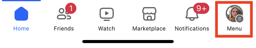 Account icon in the right bottom Facebook app menu on iPhone Account icon in the right bottom Facebook app menu on iPhone