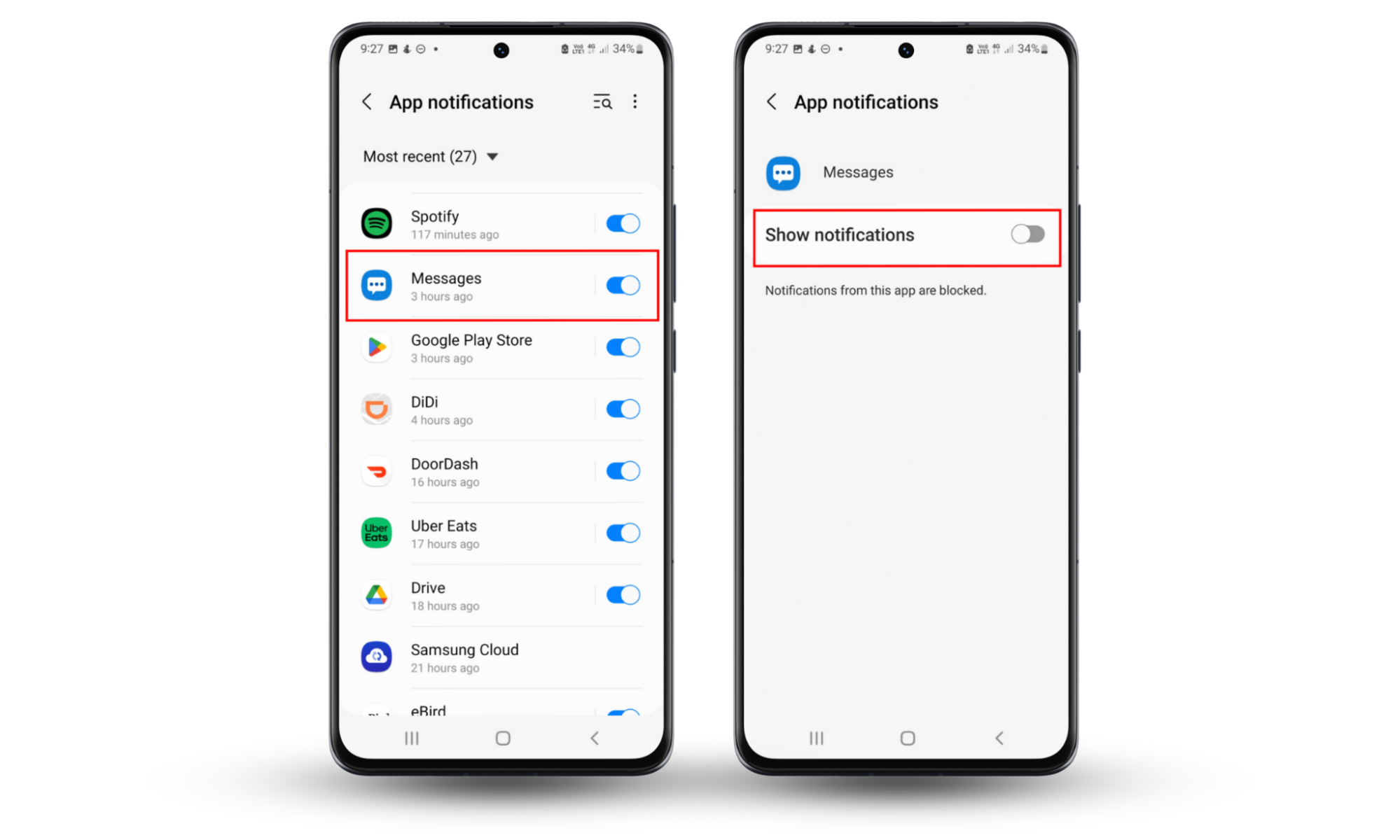 To stop people from reading your text messages, you need to turn off the lock screen notifications. From the Notifications settings menu, select Messages and then toggle off Show notifications. To stop people from reading your text messages, you need to turn off the lock screen notifications. From the Notifications settings menu, select Messages and then toggle off Show notifications.