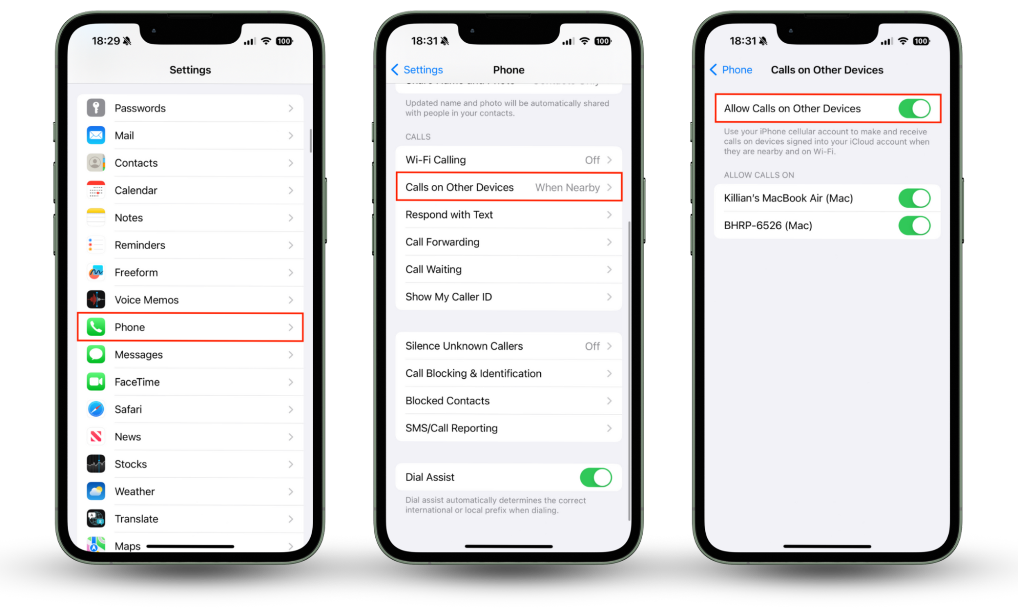 The Phone menu inside Settings on iPhone. To stop hackers from intercepting your calls on iPhone, disable Allow Calls on Other Devices and Call Forwarding. The Phone menu inside Settings on iPhone. To stop hackers from intercepting your calls on iPhone, disable Allow Calls on Other Devices and Call Forwarding.