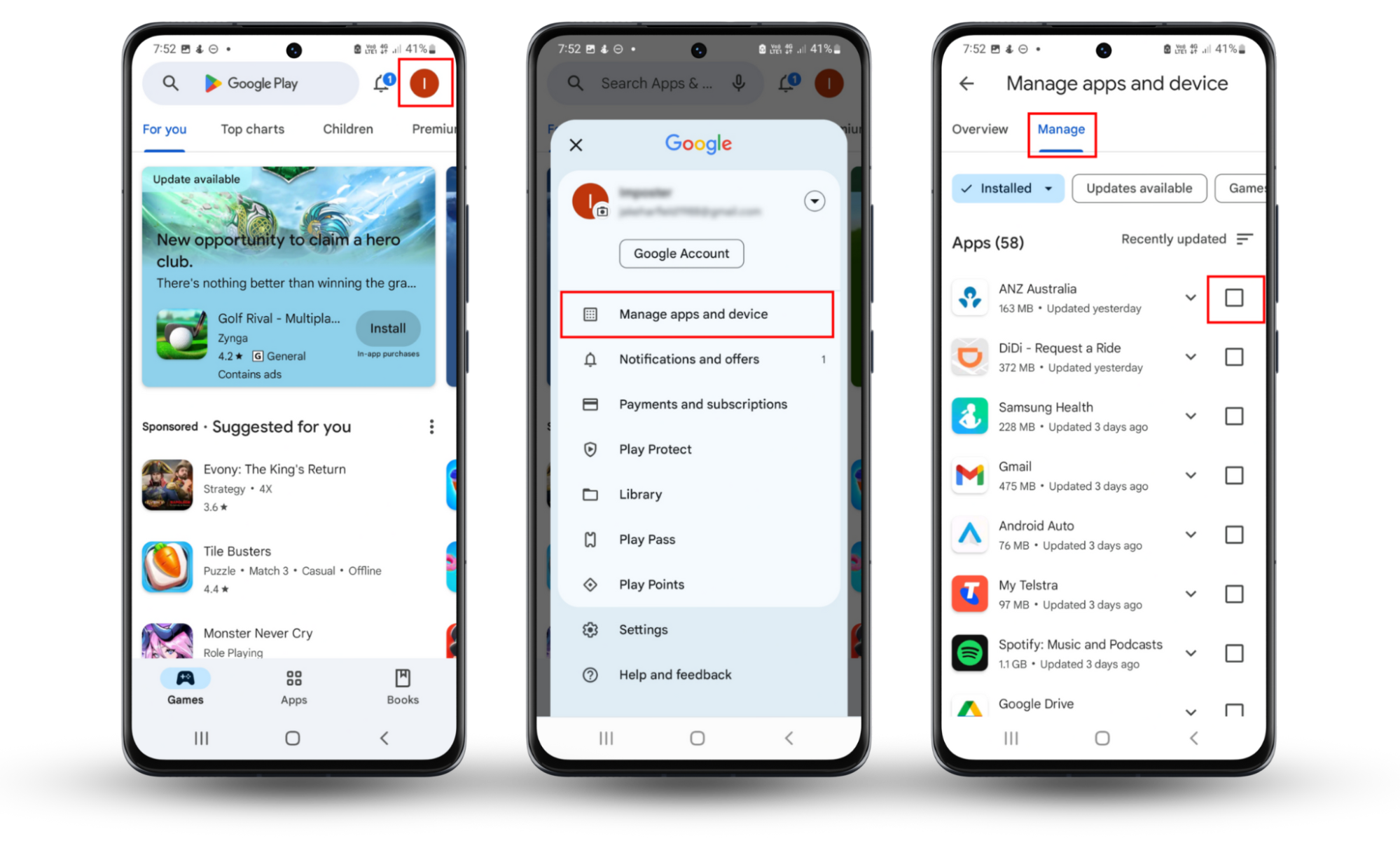 You should uninstall any suspicious apps that might be spying on your Android. To do so, open Google Play, press the menu icon then Settings. Choose Manage and uninstall any suspicious apps. You should uninstall any suspicious apps that might be spying on your Android. To do so, open Google Play, press the menu icon then Settings. Choose Manage and uninstall any suspicious apps.