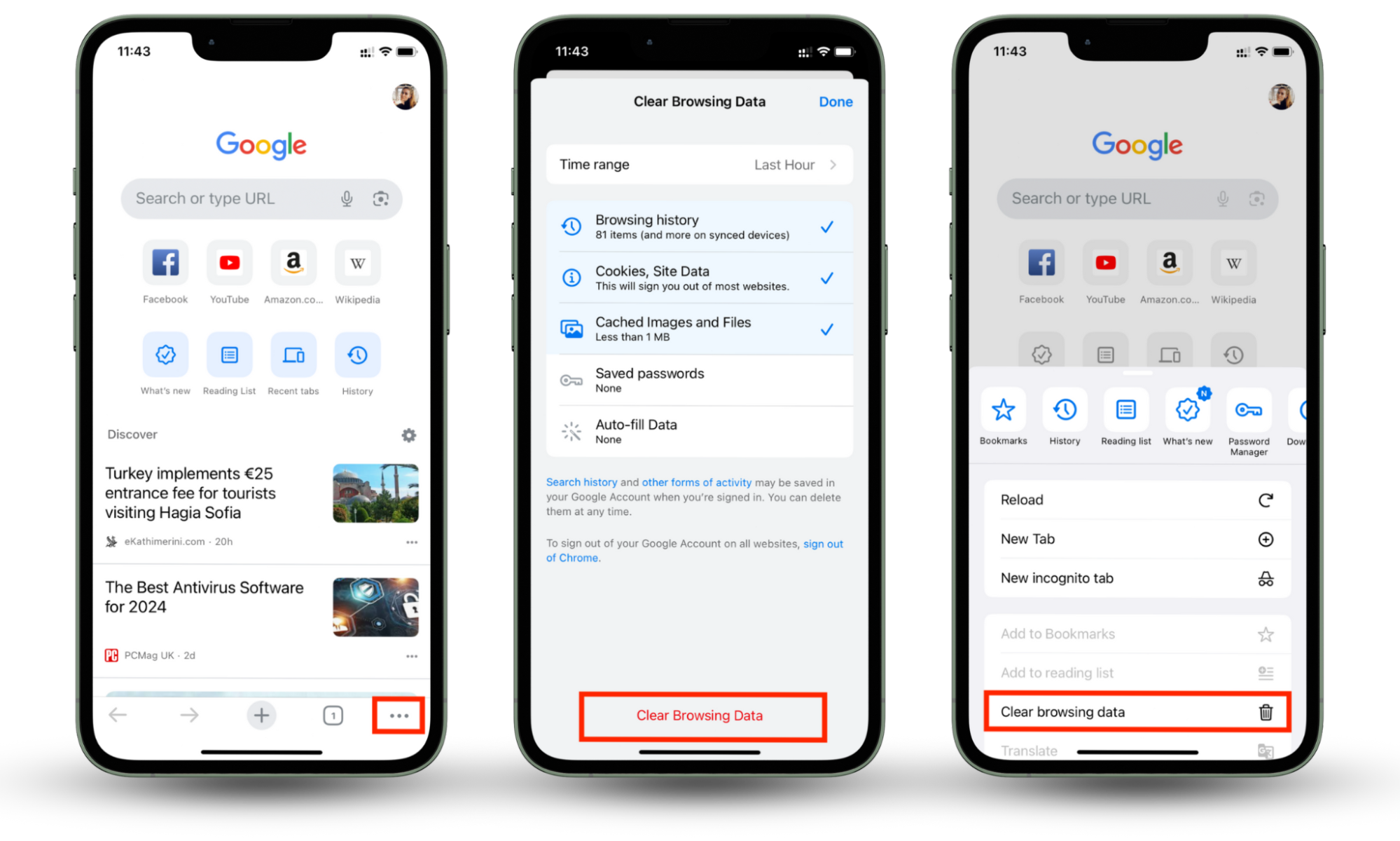 Clear your browsing data in Google Chrome on your iPhone. Clear your browsing data in Google Chrome on your iPhone.