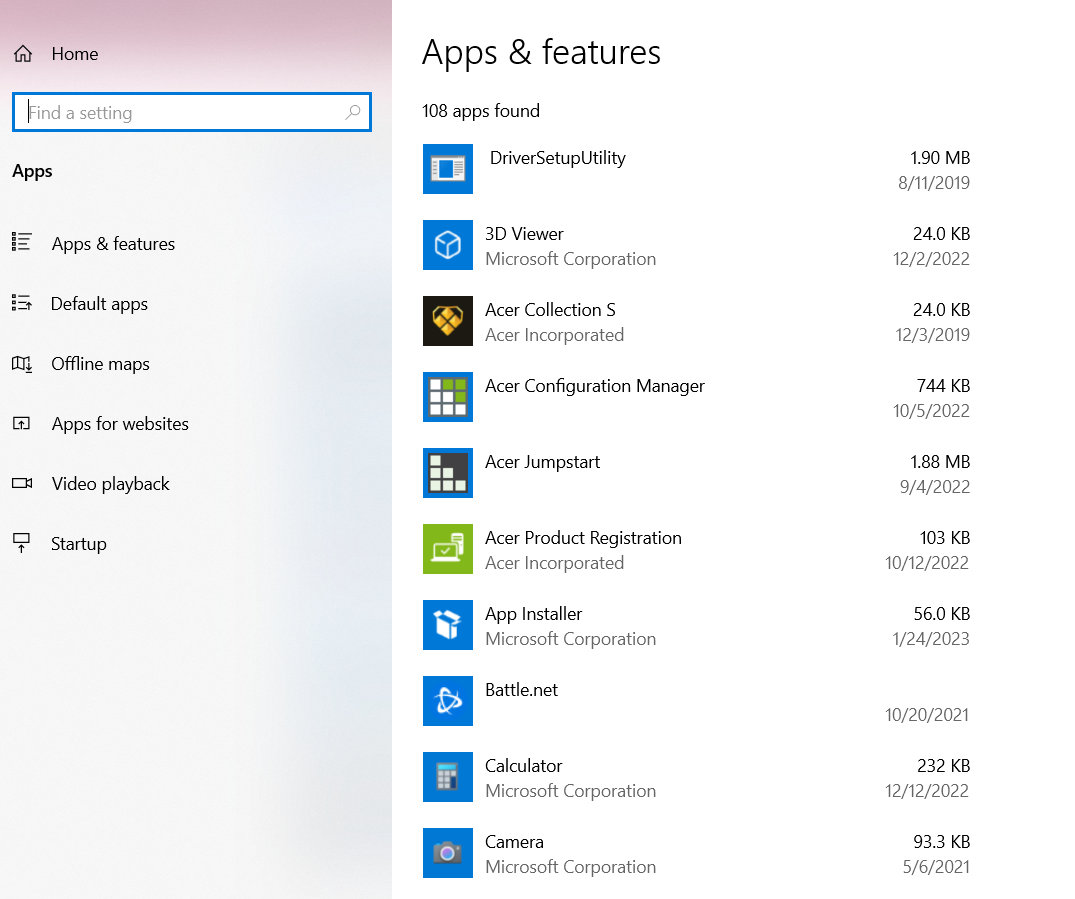 Windows Apps and Features Windows Apps and Features