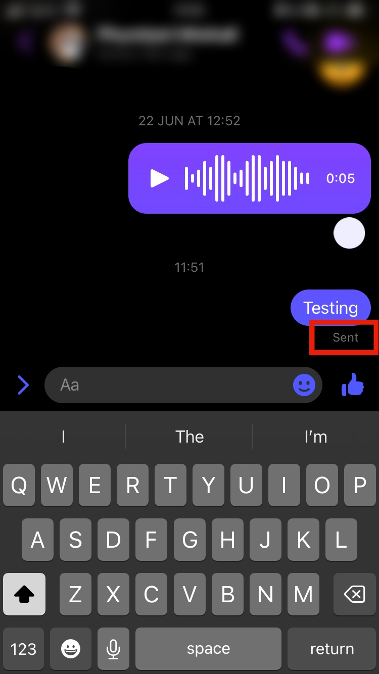 sent notification in Facebook Messenger chat sent notification in Facebook Messenger chat