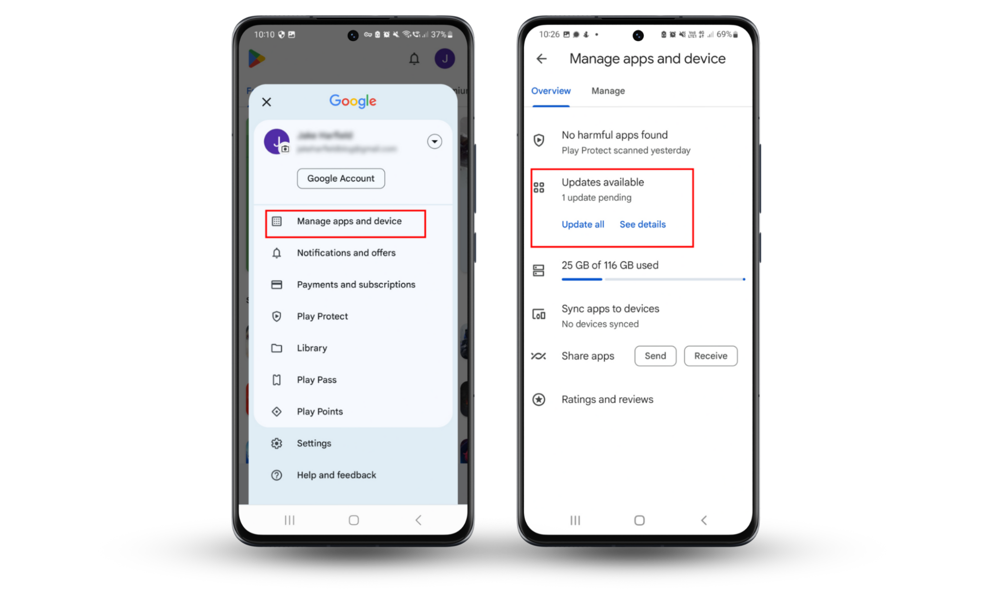 Android screenshots showing how to update your banking app so that you can use online banking safely. Android screenshots showing how to update your banking app so that you can use online banking safely.