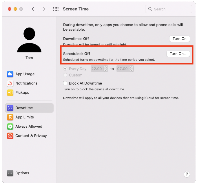 Screen Time in Mac's System Preferences Screen Time in Mac's System Preferences