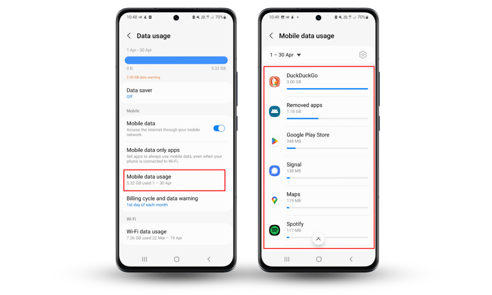 A screenshot of an Android device showing how to check the mobile data usage of your apps and find out if your girlfriend is spying on your phone. A screenshot of an Android device showing how to check the mobile data usage of your apps and find out if your girlfriend is spying on your phone.