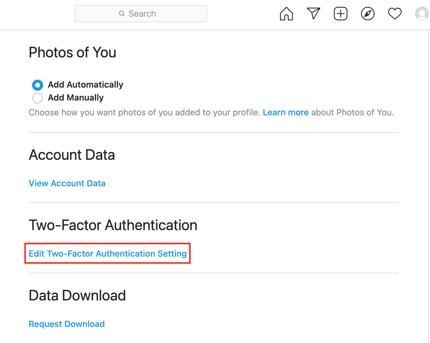 Enabling two-factor authentication in Instagram Enabling two-factor authentication in Instagram