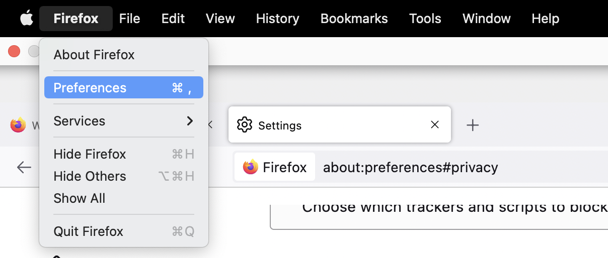 Firefox > Preferences Firefox > Preferences