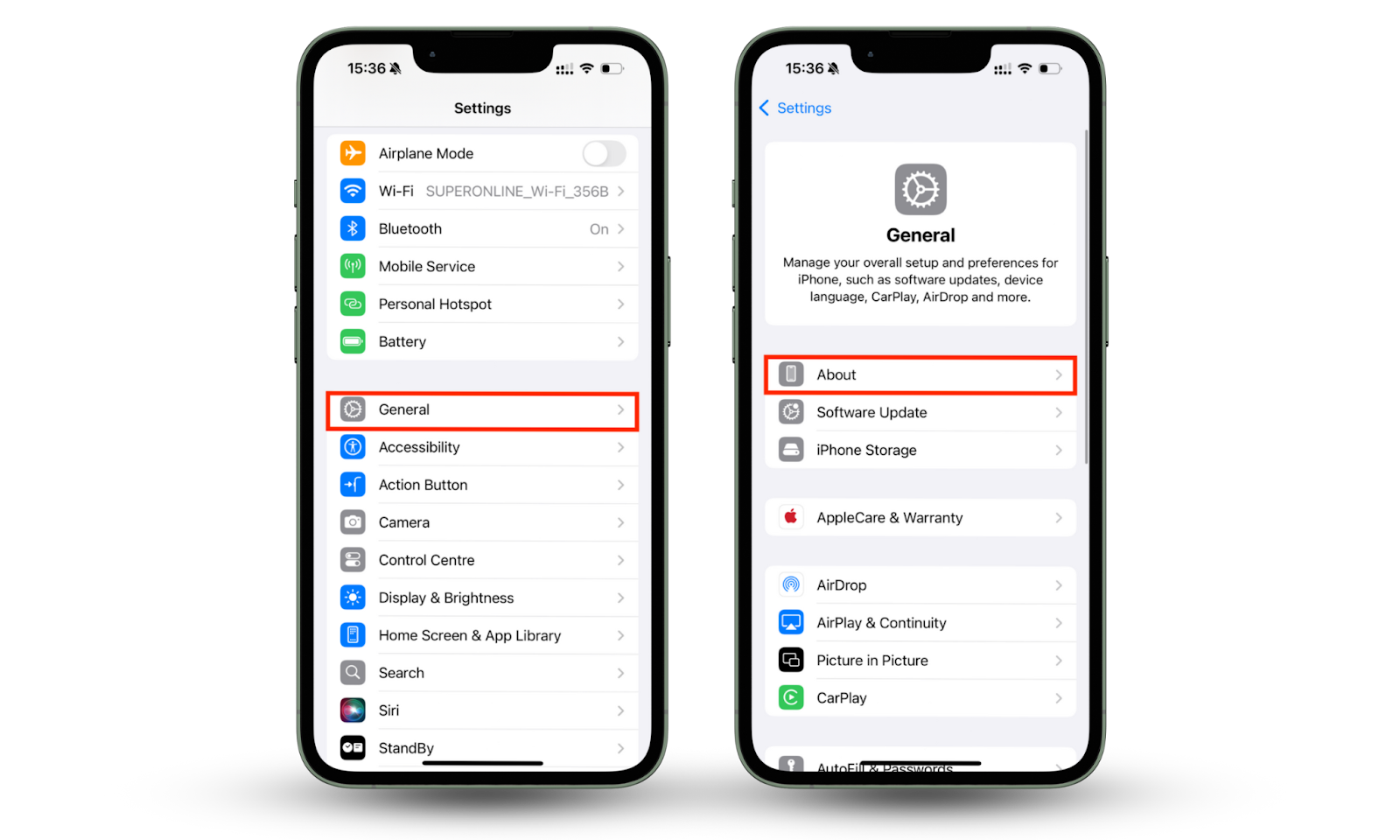 Settings app on iPhone showing how to update your carrier settings if your iPhone Won’t Make Calls but Will Text. Go to Settings > General > About and install the update if it is available. Settings app on iPhone showing how to update your carrier settings if your iPhone Won’t Make Calls but Will Text. Go to Settings > General > About and install the update if it is available.