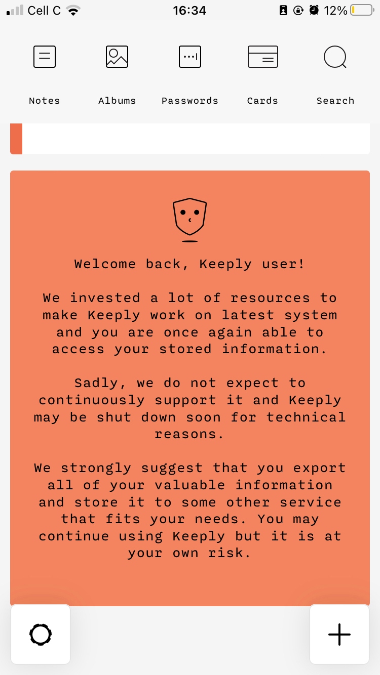 Keeply app interface Keeply app interface