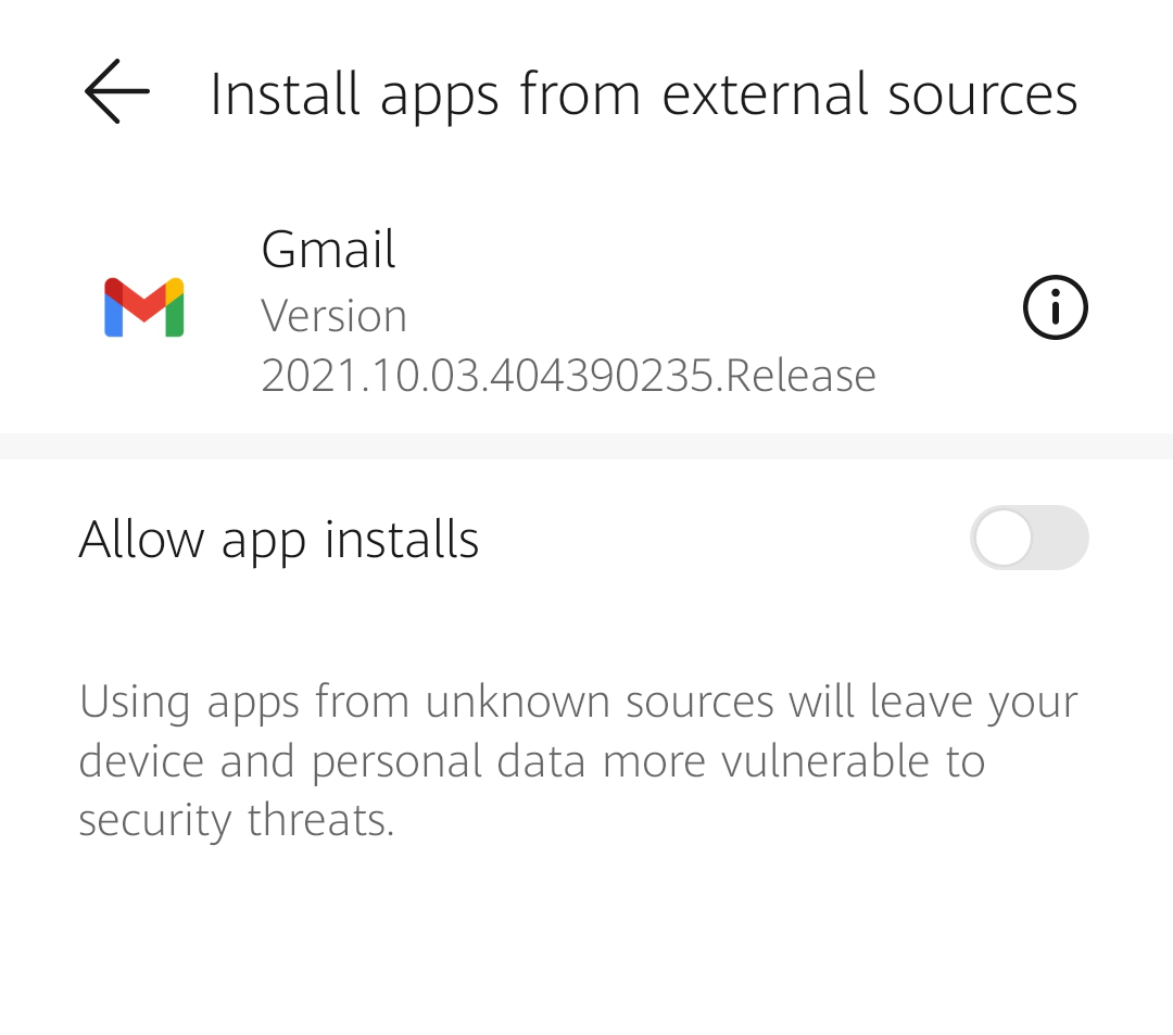 Check if Allow app installs is allowed in Android settings Check if Allow app installs is allowed in Android settings