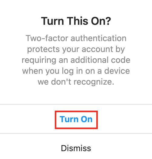 Turning on 2FA in Instagram Turning on 2FA in Instagram
