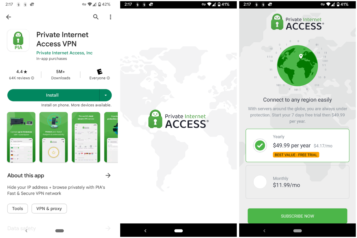 Private Internet Access VPN Screenshots Private Internet Access VPN Screenshots