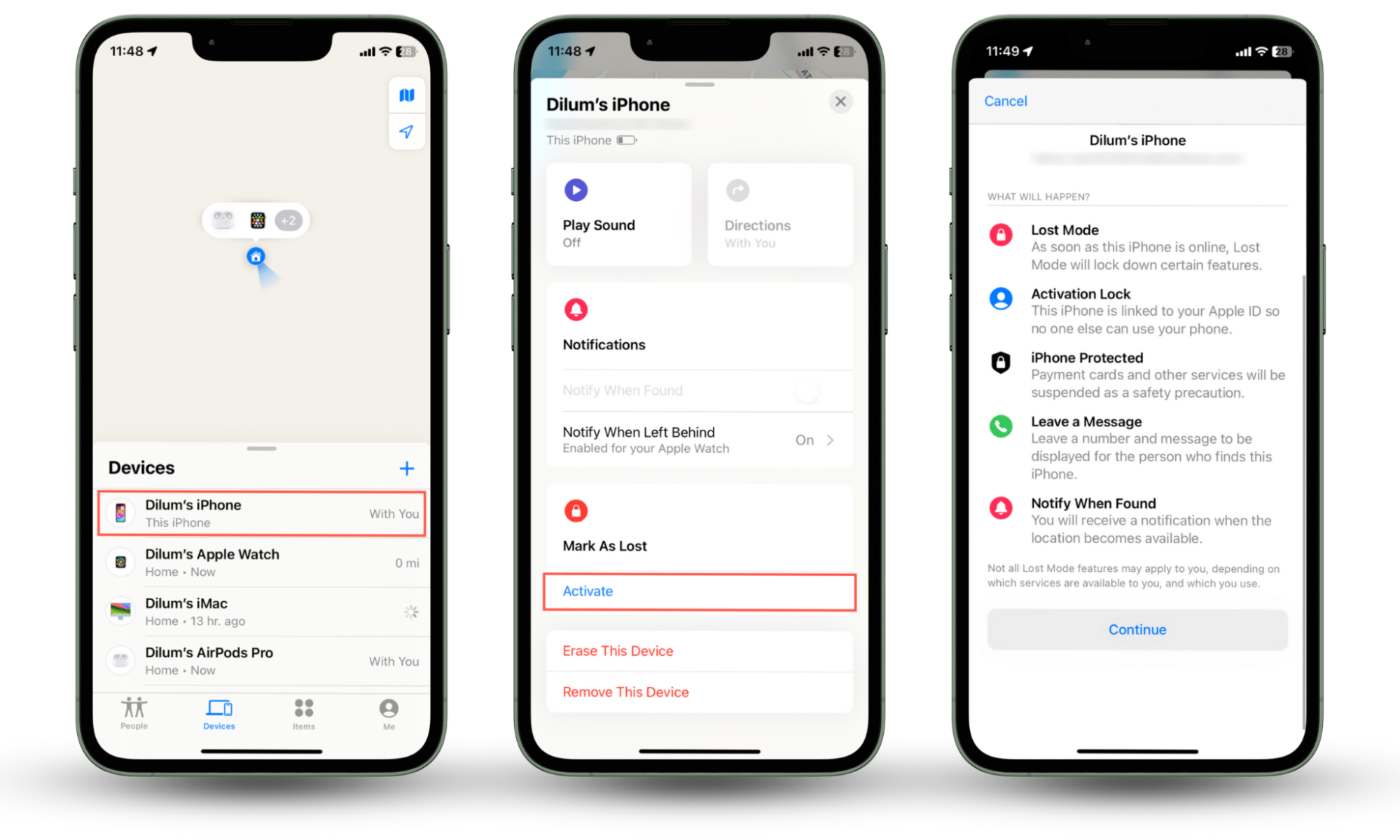 Screenshots that demonstrate how to activate Lost Mode on your iPhone. Find my iPhone does not fully work if your phone is dead. Screenshots that demonstrate how to activate Lost Mode on your iPhone. Find my iPhone does not fully work if your phone is dead.