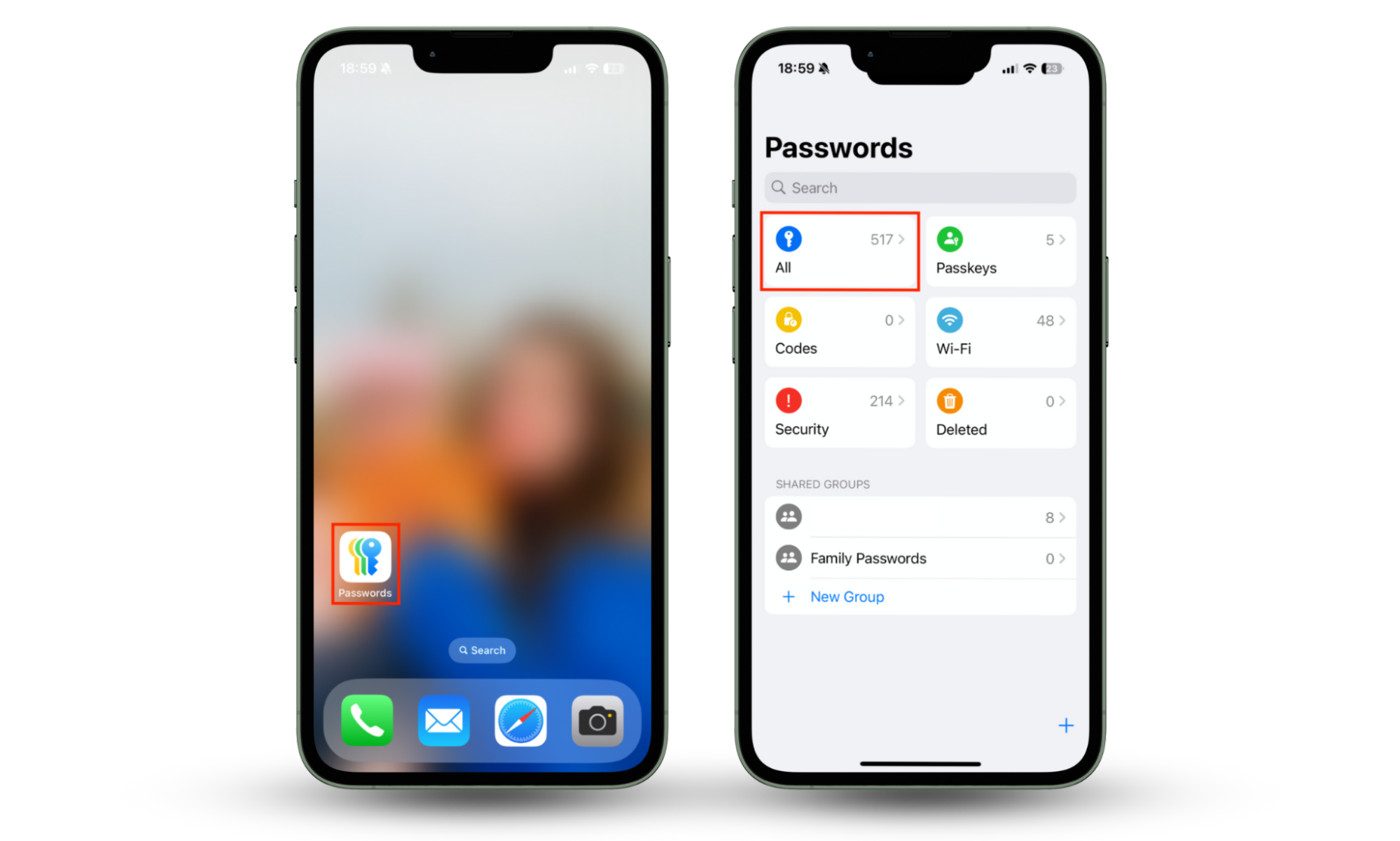 The Passwords app on iPhone where you can find all the passwords you've saved to iCloud Keychain. If your Apple ID is hacked, go through the list and change your credentials for all saved accounts. The Passwords app on iPhone where you can find all the passwords you've saved to iCloud Keychain. If your Apple ID is hacked, go through the list and change your credentials for all saved accounts.