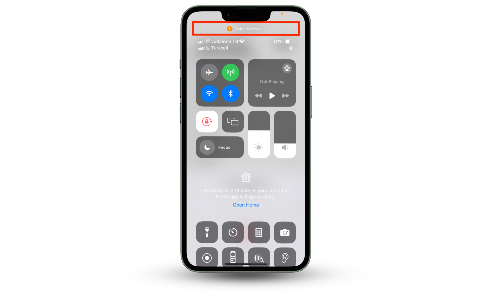 What apps use your phone's microphone? To learn if an app is using your microphone, swipe up or down the screen (depending on your iPhone model). If there’s an orange dot with a microphone icon in the Control Center, your microphone is being used. What apps use your phone's microphone? To learn if an app is using your microphone, swipe up or down the screen (depending on your iPhone model). If there’s an orange dot with a microphone icon in the Control Center, your microphone is being used.