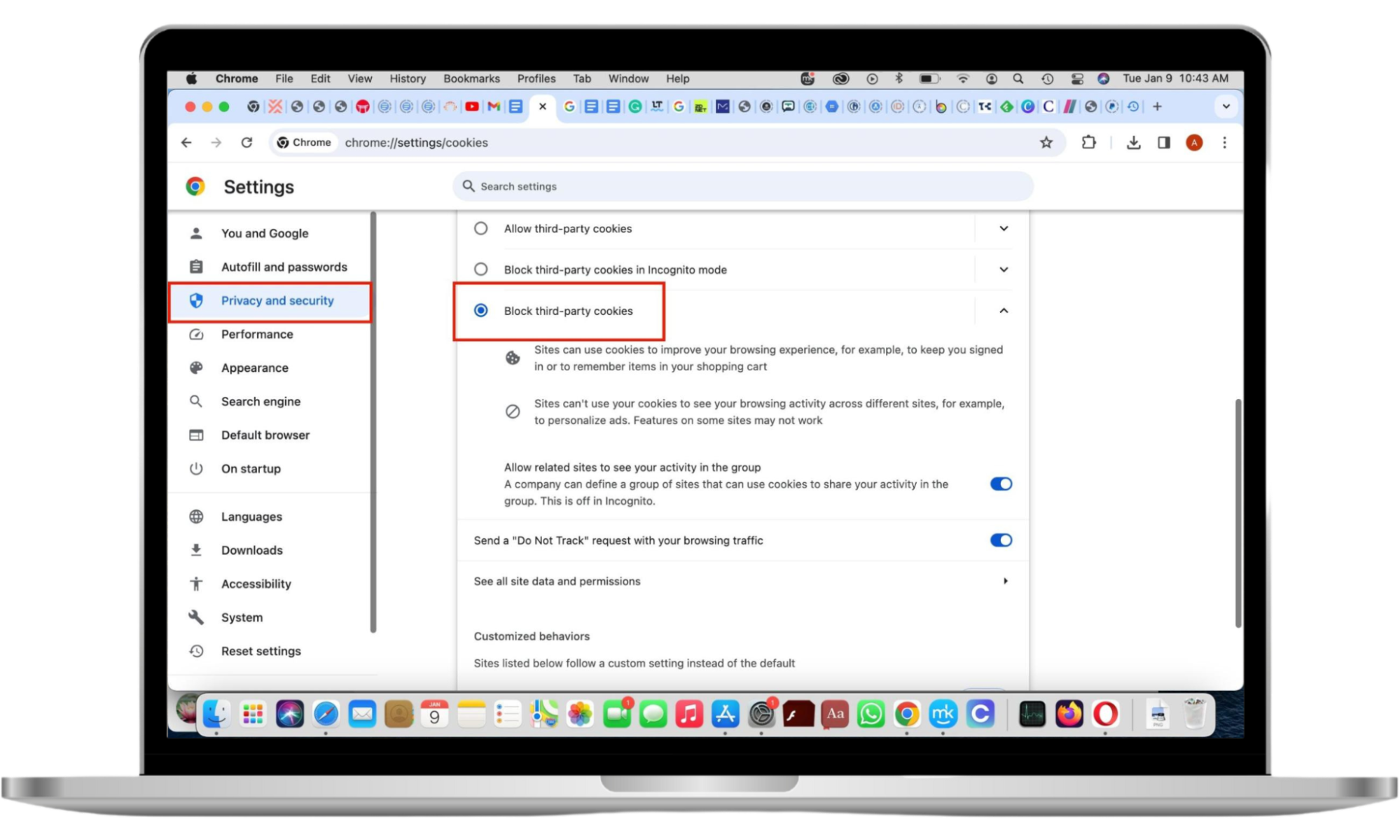 Blocking third-party cookies in Chrome on a Mac. Blocking third-party cookies in Chrome on a Mac.
