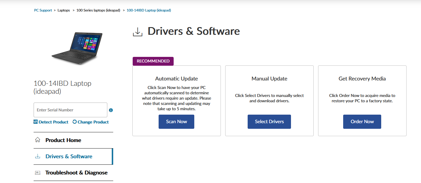 Click on the Drivers & Software tab Click on the Drivers & Software tab