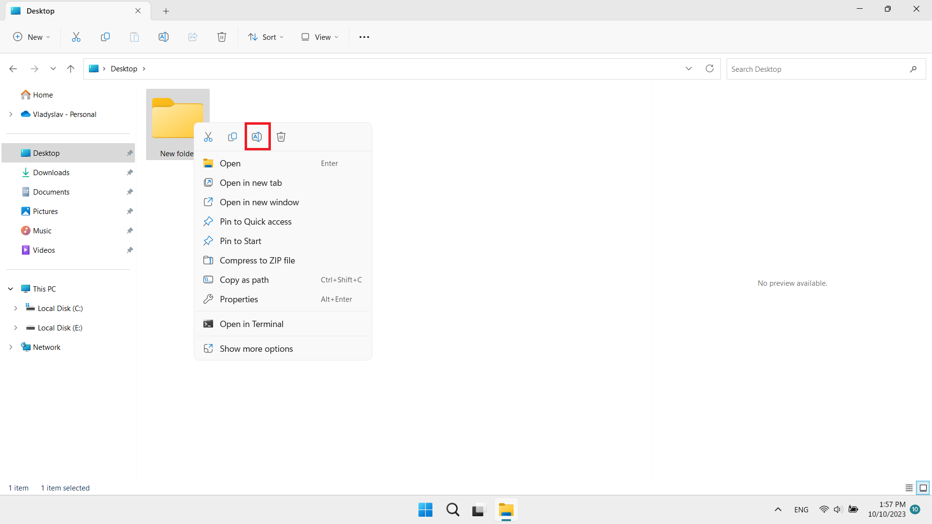 Renaming a file in Windows File Explorer. Renaming a file in Windows File Explorer.