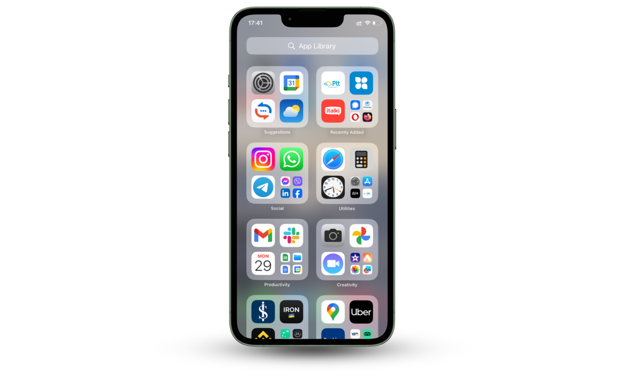 iPhone's App Library with different apps sorted into different groups. You can look in your app library to find mSpy on your iPhone. iPhone's App Library with different apps sorted into different groups. You can look in your app library to find mSpy on your iPhone.