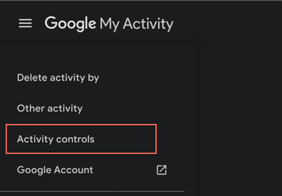 My Activity > Activity Controls My Activity > Activity Controls