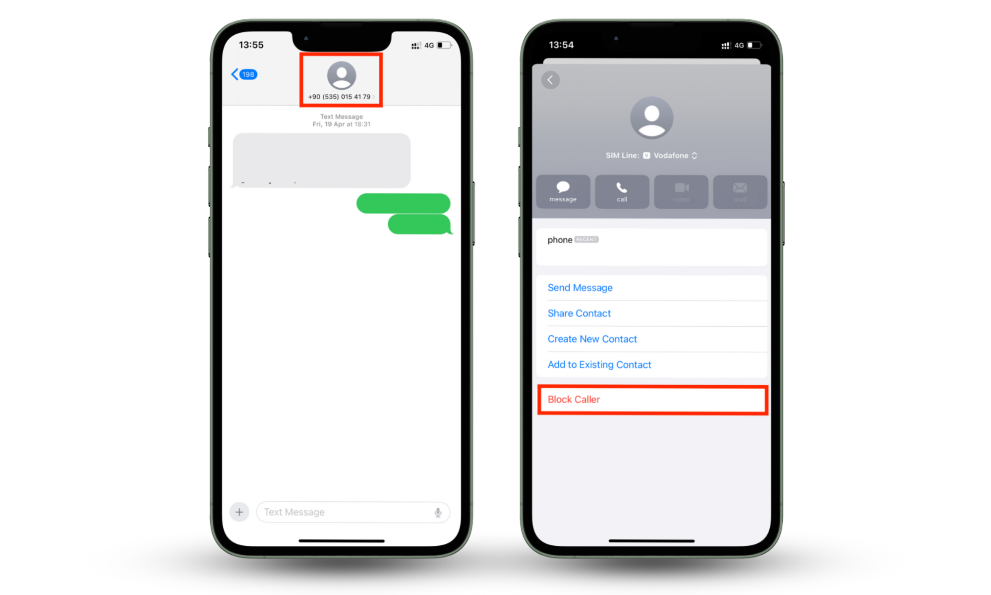 iPhone screenshots showing how to block numbers so they can't text you as a way to protect from being hacked by replying to a text. iPhone screenshots showing how to block numbers so they can't text you as a way to protect from being hacked by replying to a text.