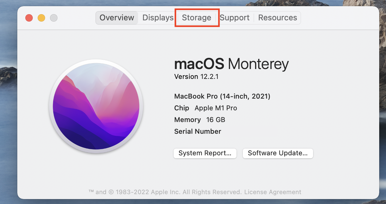 About this mac > Storage About this mac > Storage