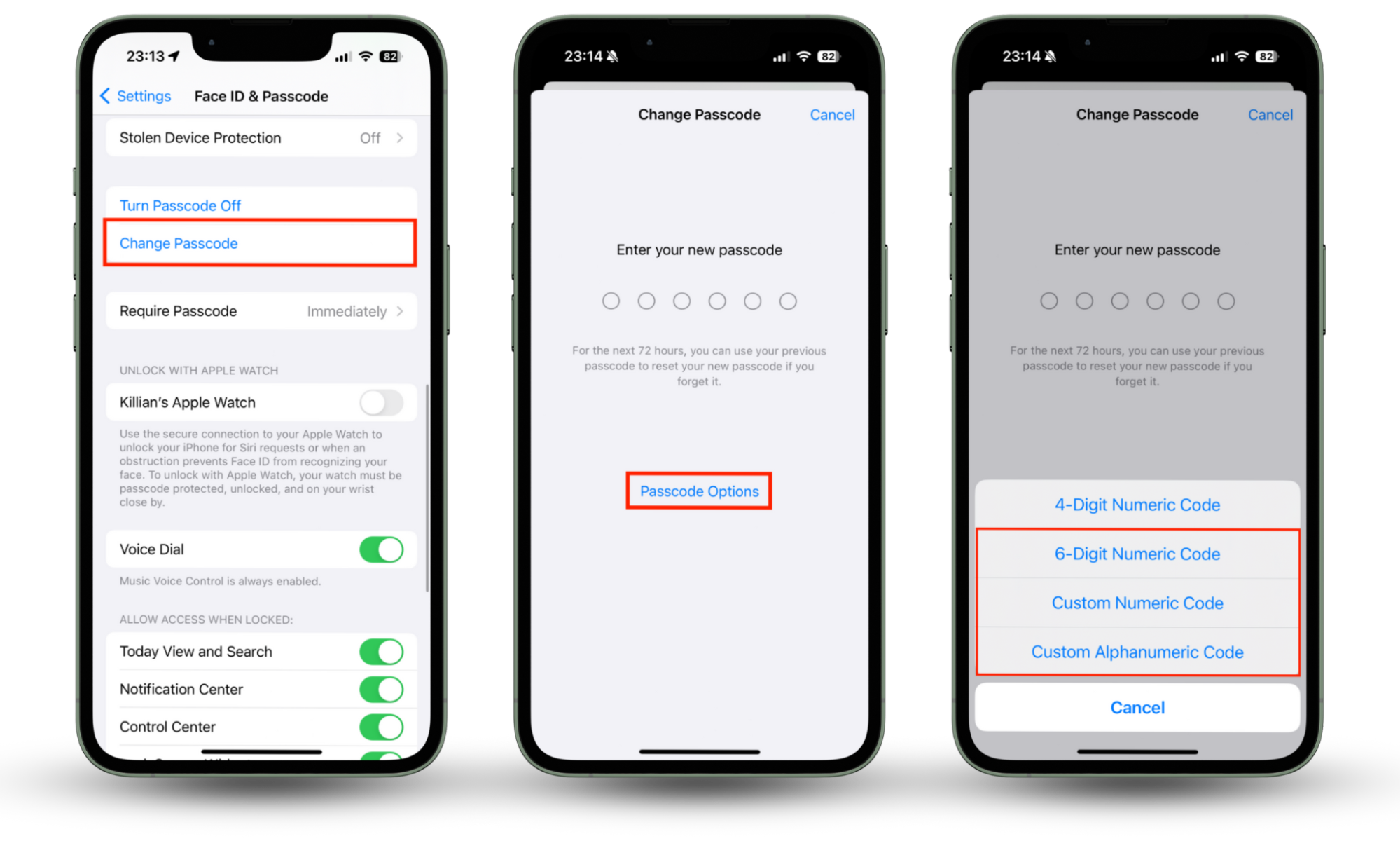 The Face ID & Passcode menu in Settings on iPhone. Tap the Change Passcode button to reset your passcode if your iPhone has been hacked. The Face ID & Passcode menu in Settings on iPhone. Tap the Change Passcode button to reset your passcode if your iPhone has been hacked.