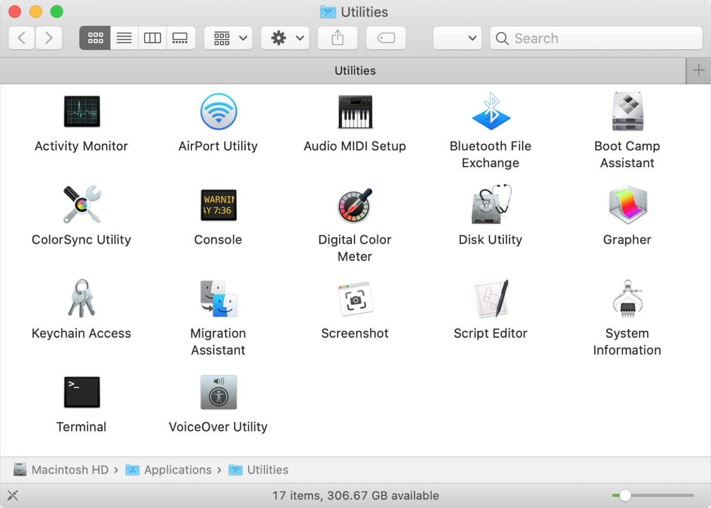 Utilities folder Utilities folder