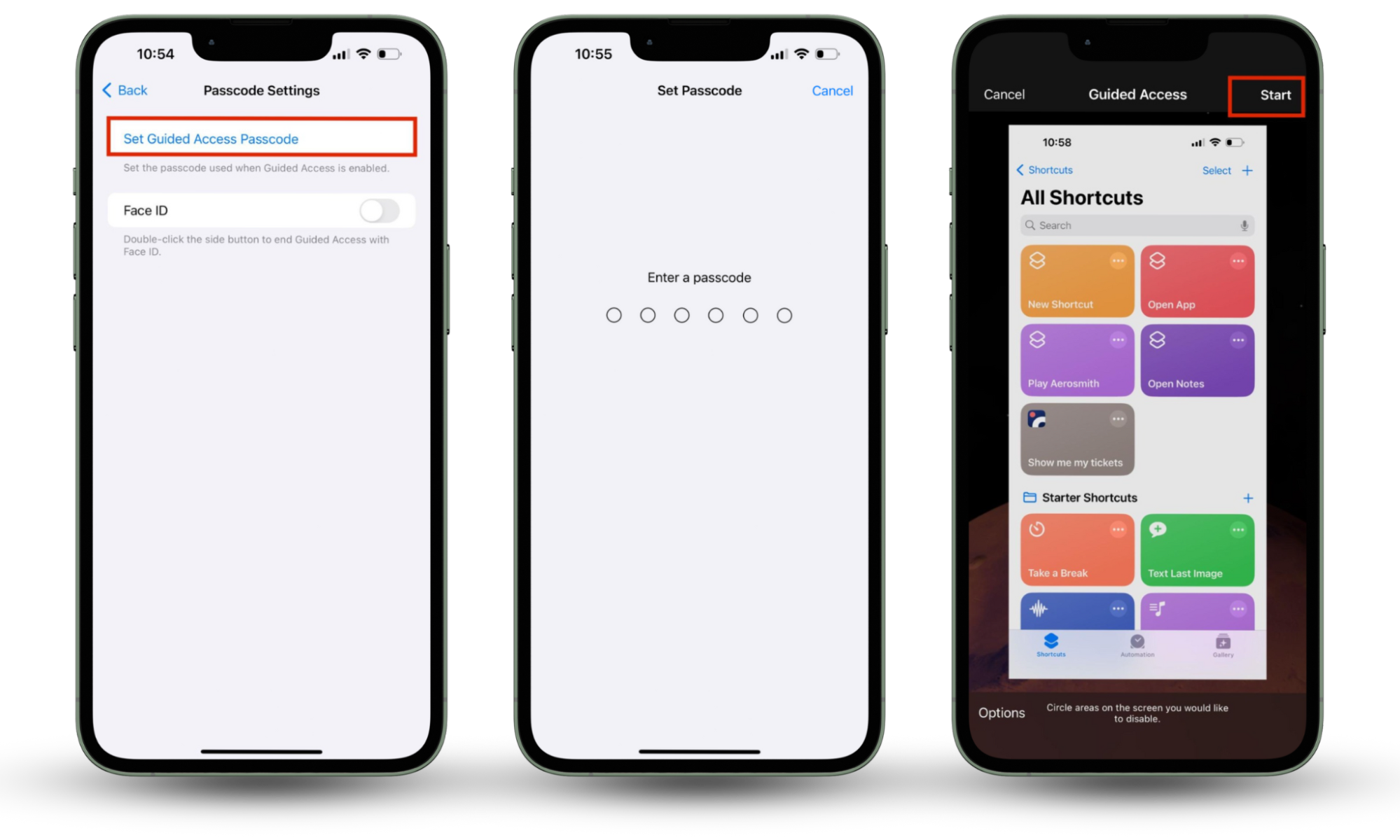 iPhone Guided Access settings with Set Guided Access Passcode Settings highlighted. Use Guided Access to Lock Apps on iPhone. iPhone Guided Access settings with Set Guided Access Passcode Settings highlighted. Use Guided Access to Lock Apps on iPhone.