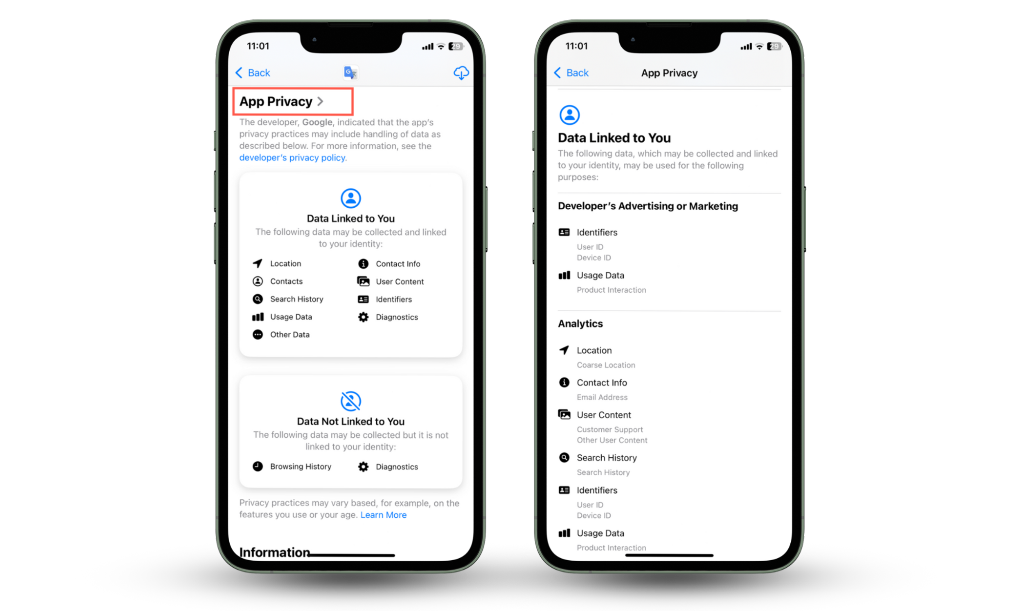 Screenshots showing how to check for scam apps by looking at what permissions an requires to function on the iPhone and Android. Screenshots showing how to check for scam apps by looking at what permissions an requires to function on the iPhone and Android.