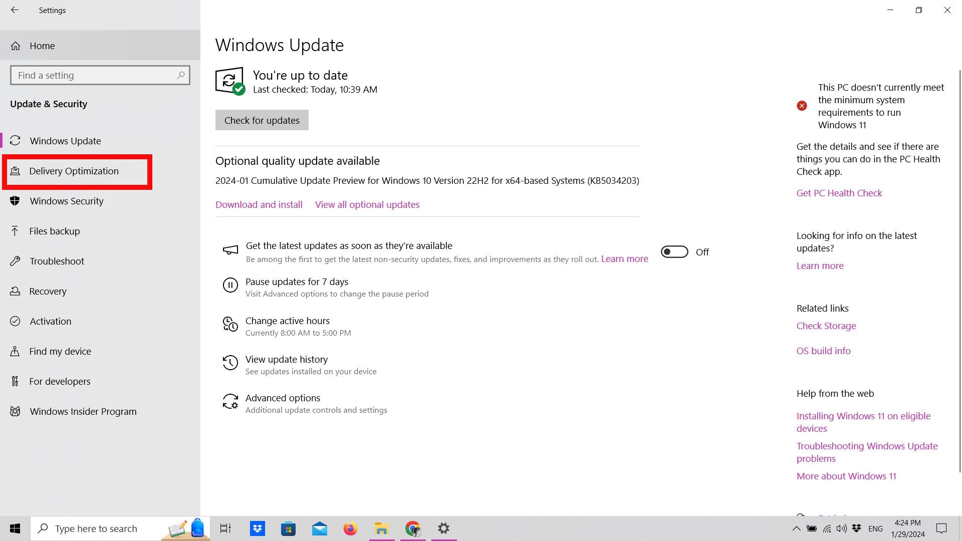 Updates & Security homepage in Windows 10 Settings. Updates & Security homepage in Windows 10 Settings.
