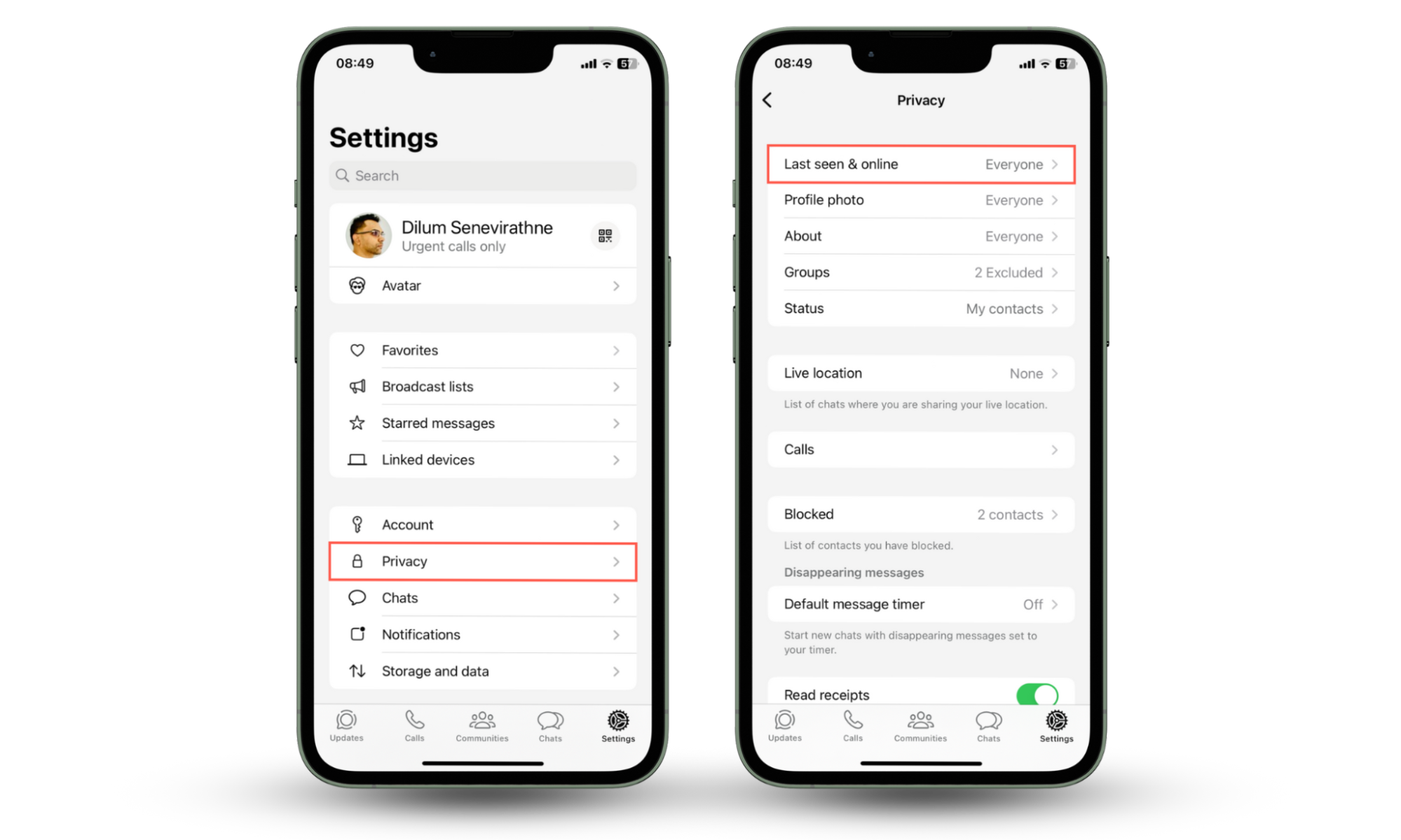 WhatsApp on iPhone that shows how to make WhatsApp on your iPhone show the last time you were online to other people and see iPhone unlock history. WhatsApp on iPhone that shows how to make WhatsApp on your iPhone show the last time you were online to other people and see iPhone unlock history.