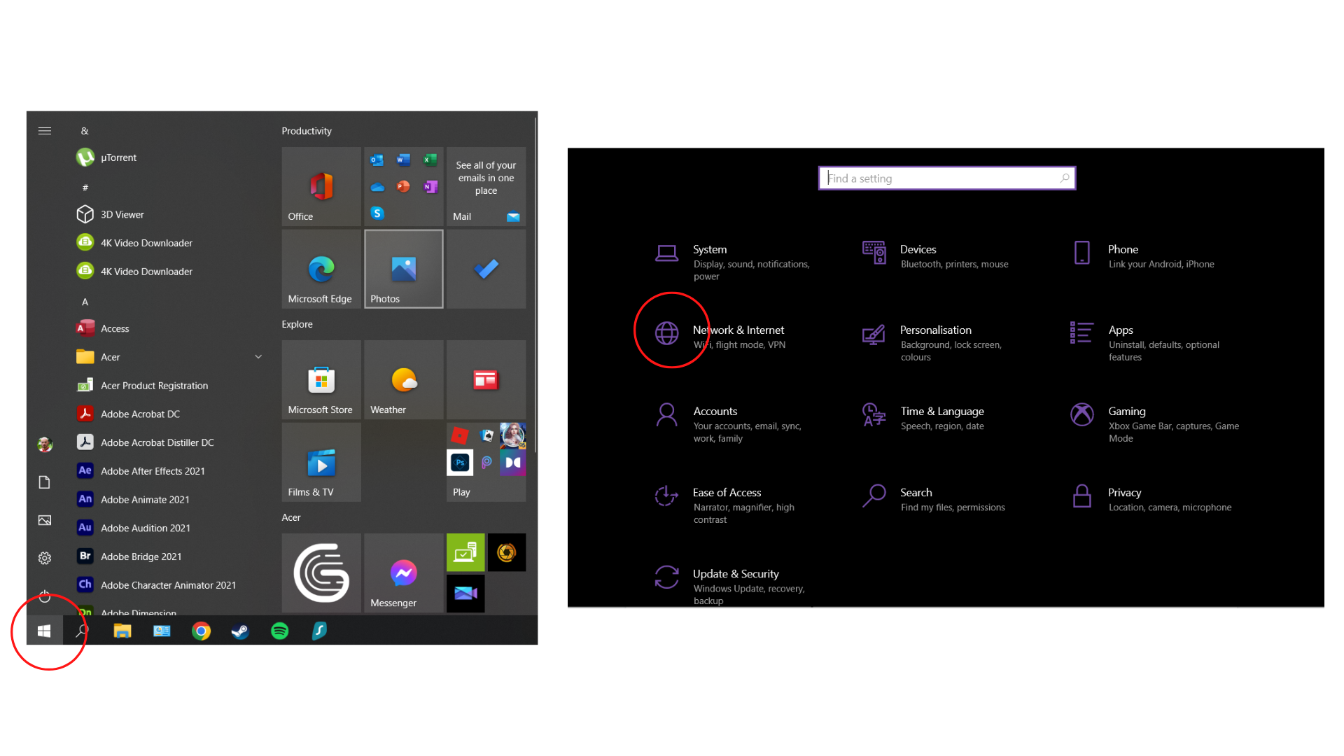 These Windows screenshots show how to open the Settings app to find the private IP address assigned by your router—it's different from your public IP. These Windows screenshots show how to open the Settings app to find the private IP address assigned by your router—it's different from your public IP.