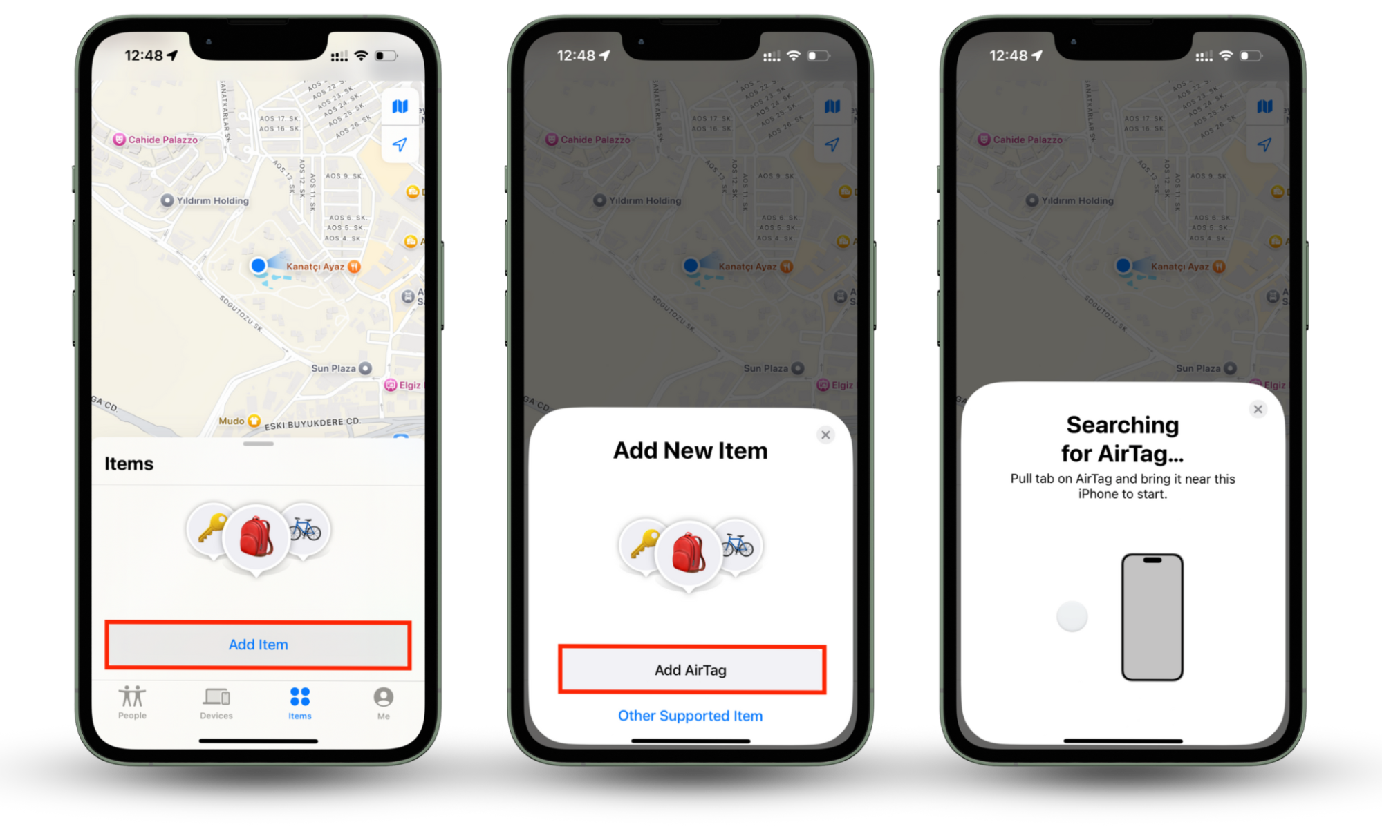 If you're being tracked by AirTag, find the AirTags by using the Add Item option in the Find My app on your iPhone. Choose Add AirTag and the app will search for nearby trackers. If you're being tracked by AirTag, find the AirTags by using the Add Item option in the Find My app on your iPhone. Choose Add AirTag and the app will search for nearby trackers.