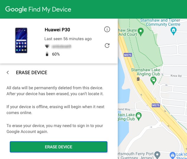 Click the Erase device button Click the Erase device button
