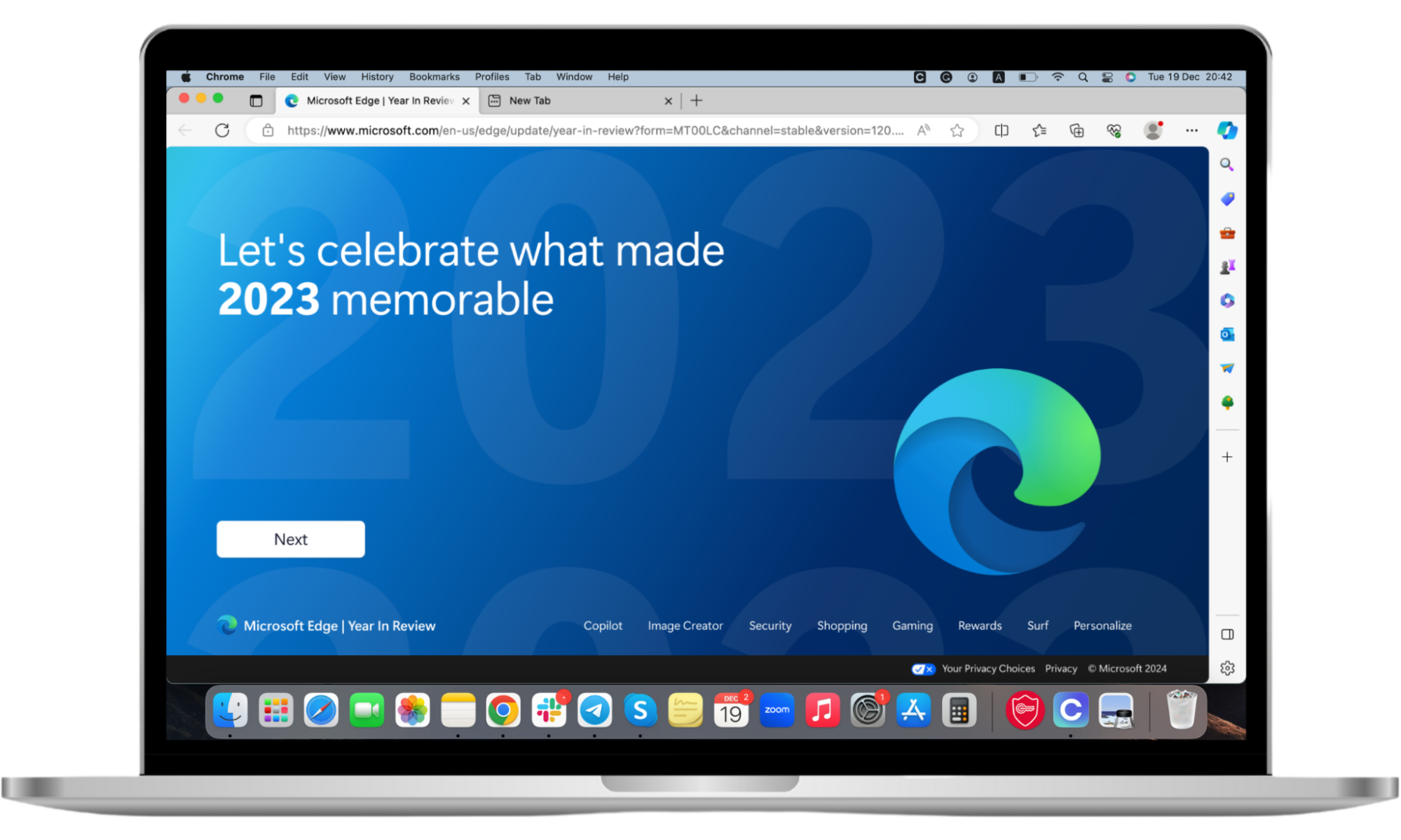 Microsoft Edge interface on a Mac. Microsoft Edge interface on a Mac.