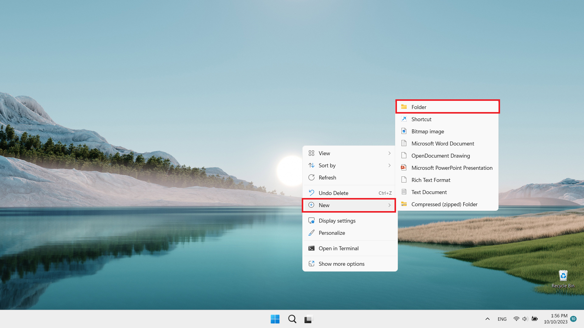 Creating a new folder on a Windows desktop Creating a new folder on a Windows desktop