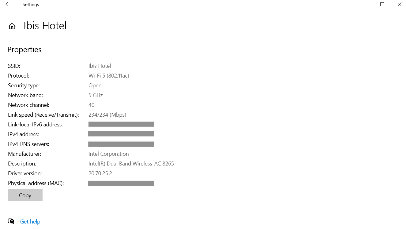 This Windows screenshot shows how to check the Wi-Fi security level via the Properties screen of the active Wi-Fi network. This Windows screenshot shows how to check the Wi-Fi security level via the Properties screen of the active Wi-Fi network.