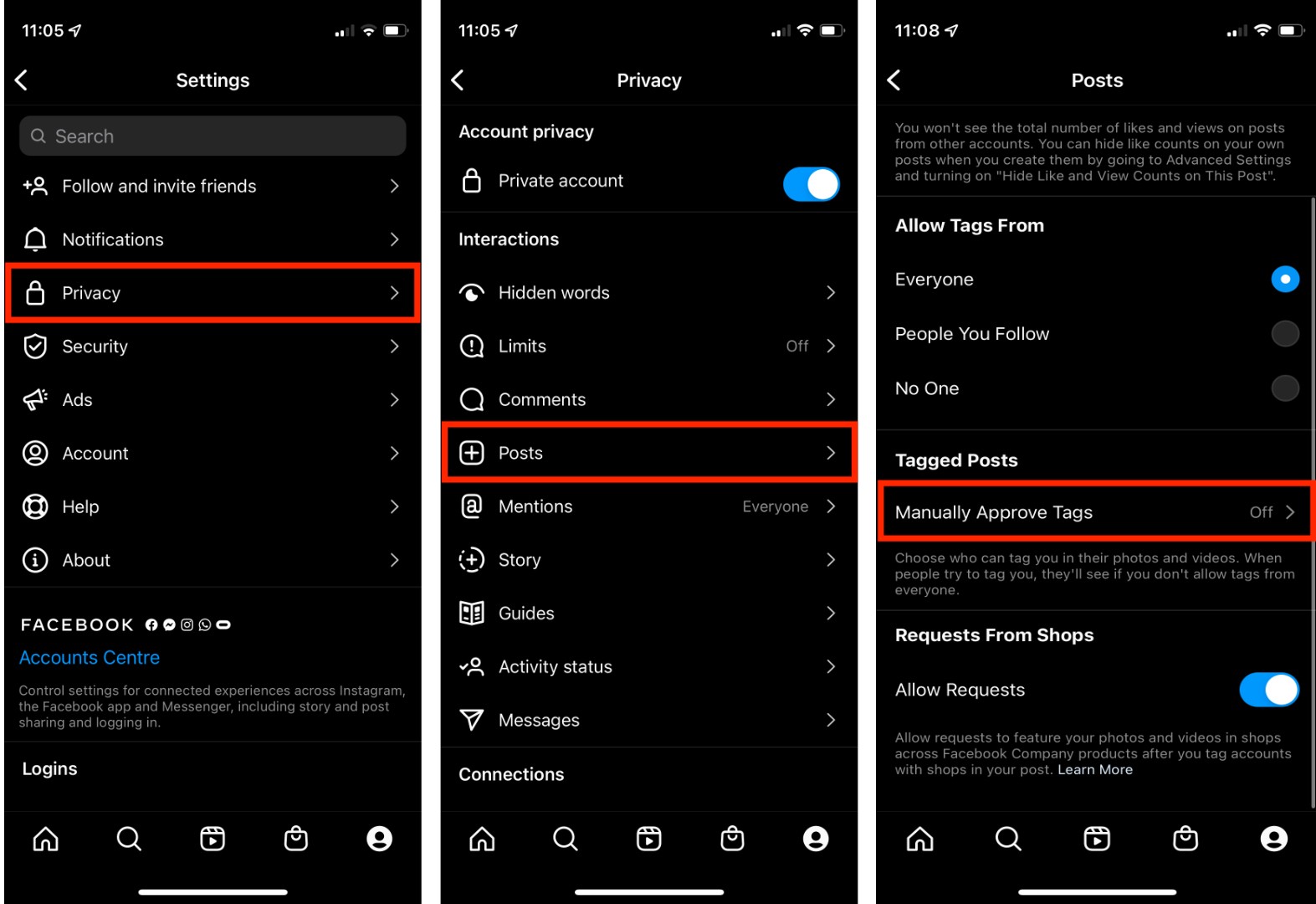 Manage tags on photos and videos in Instagram settings