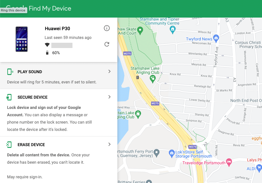Erase device in Find My Device Erase device in Find My Device