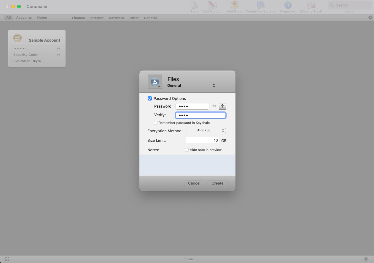Create a virtual disk with the Concealer app Create a virtual disk with the Concealer app