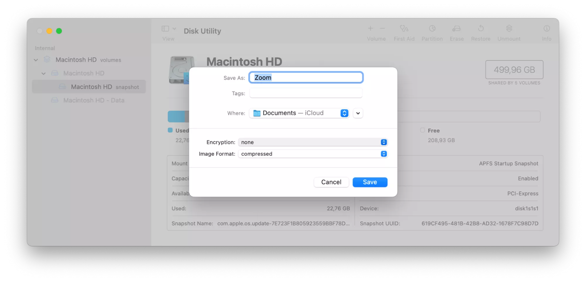 A Mac pop-up window depicting a level of encryption and an image format for a folder you want to password-protect.