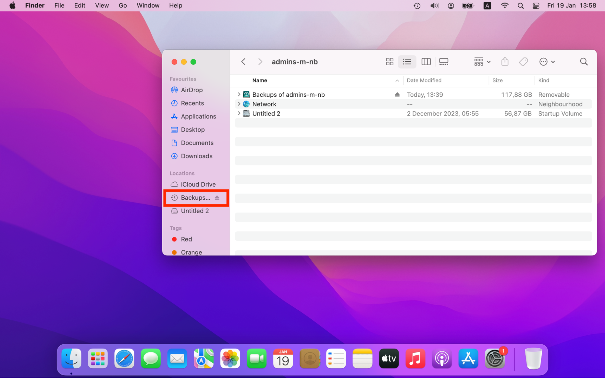 Cleaning up space in Time Machine in macOS High Sierra by selecting the backups folder in the Finder app. Cleaning up space in Time Machine in macOS High Sierra by selecting the backups folder in the Finder app.
