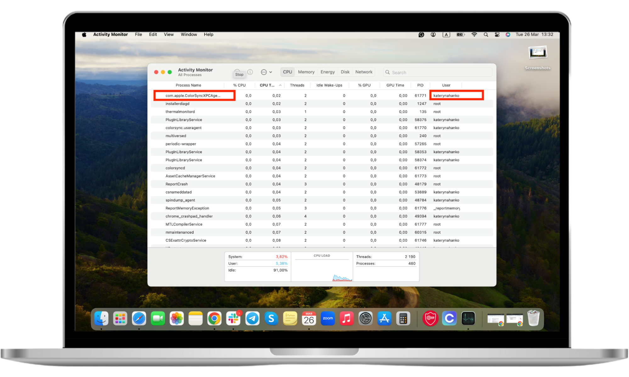 An opened Activity Monitor folder showing a list of running programs, with an example of a User and Program highlighted with a red rectangle. Learn how you can tell if an ex is spying on your MacBook. An opened Activity Monitor folder showing a list of running programs, with an example of a User and Program highlighted with a red rectangle. Learn how you can tell if an ex is spying on your MacBook.