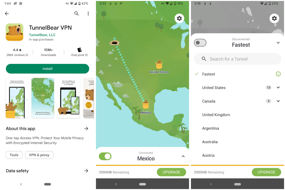 TunnelBear VPN Screenshots TunnelBear VPN Screenshots