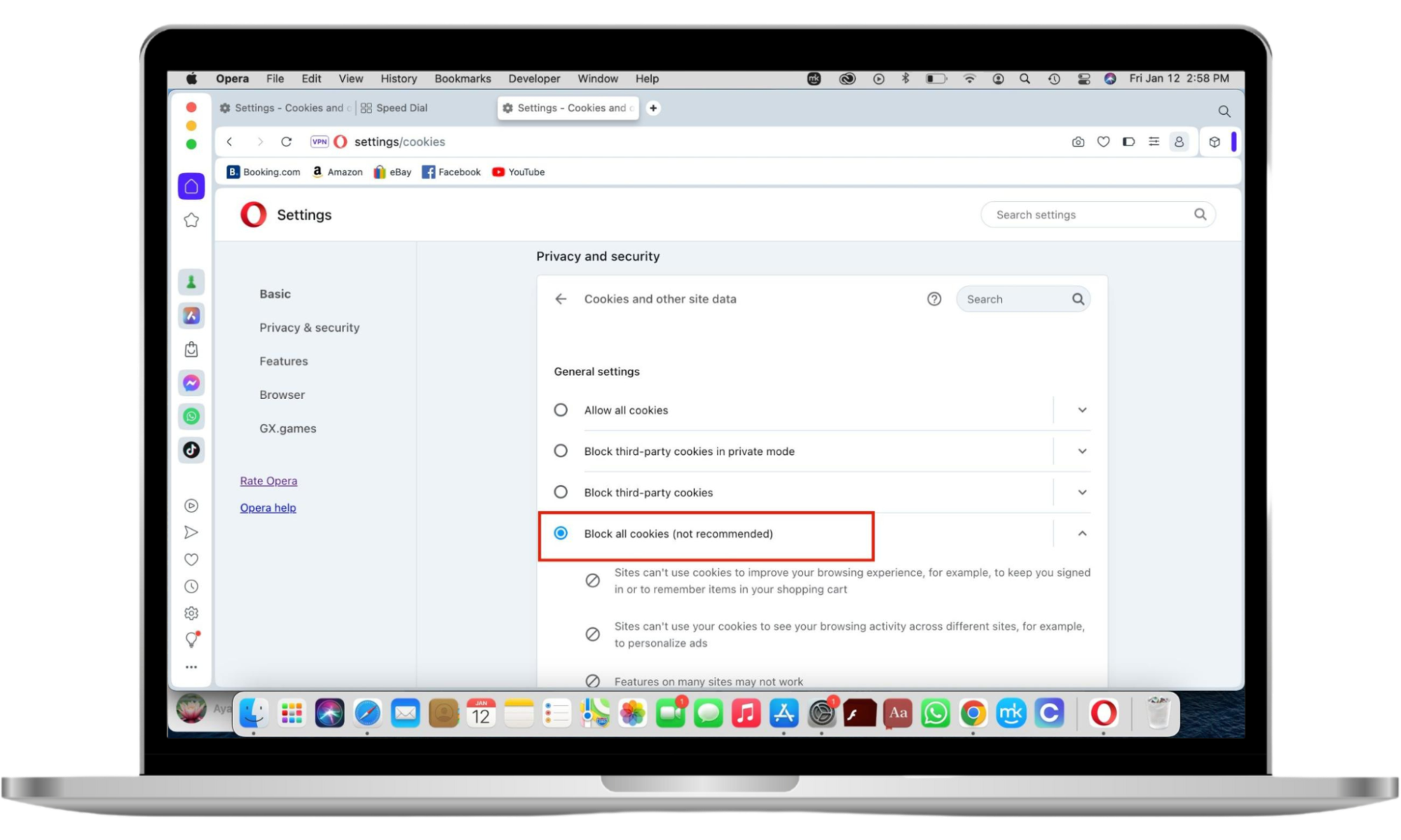 Instructions to block cookies in Opera on a Mac. Instructions to block cookies in Opera on a Mac.