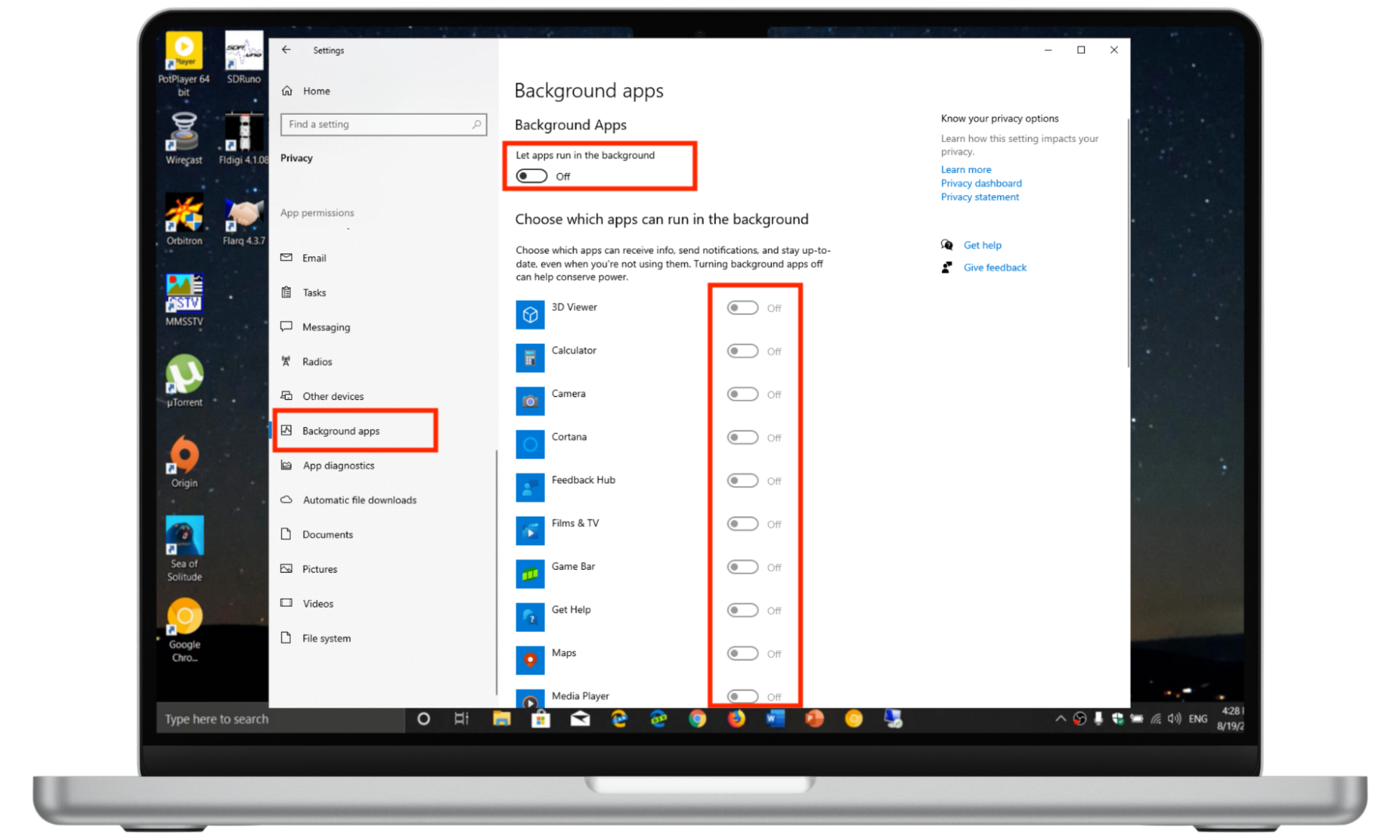 Instructions on disabling background apps in Windows 10. Instructions on disabling background apps in Windows 10.