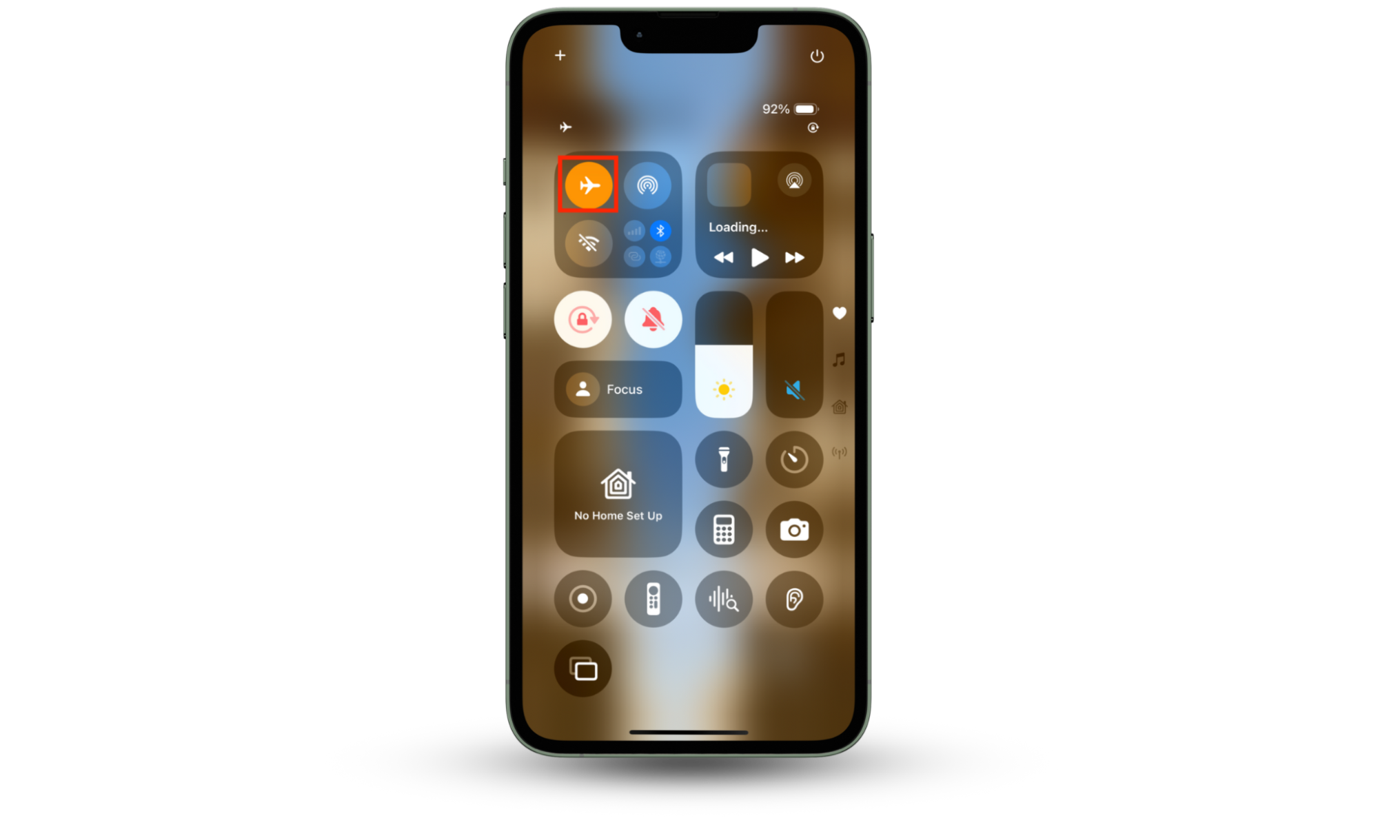 Image showing the Control Center on an iPhone device. iPhone owners mute the microphone on the iPhone using airplane mode. Image showing the Control Center on an iPhone device. iPhone owners mute the microphone on the iPhone using airplane mode.